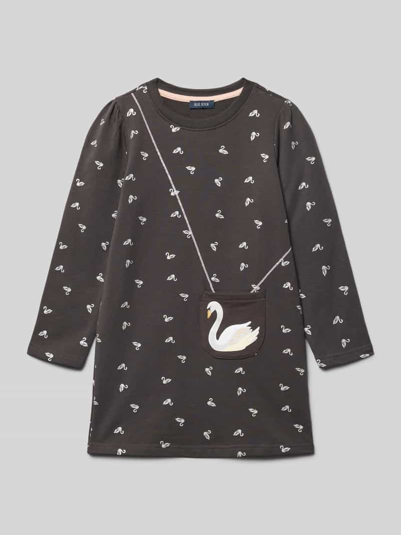 BLUE SEVEN Mini-jurk met geribde ronde hals