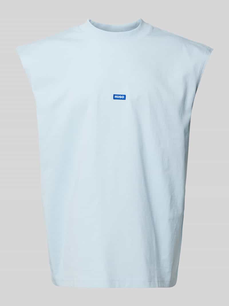 Hugo Blue Tanktop met labeldetail model 'Navertz'