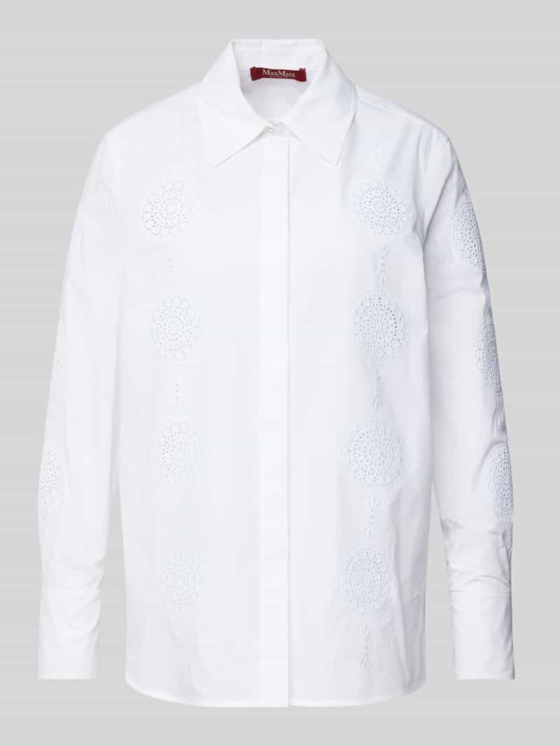 Max Mara Studio Regular fit overhemdblouse met broderie anglaise model 'SESIA'