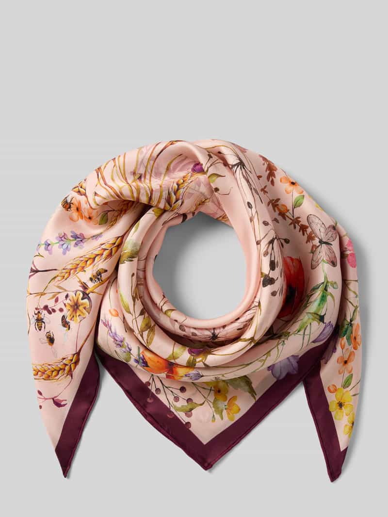 Zijden sjaal met all-over bloemenmotief