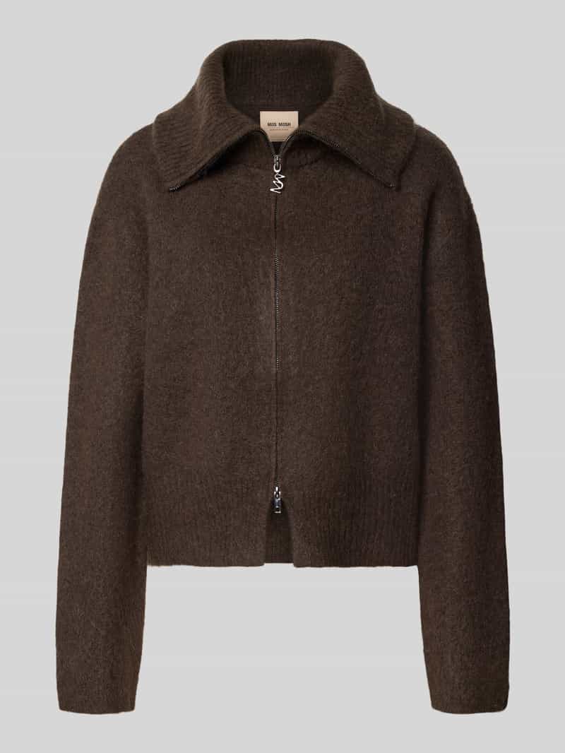 Gebreid jack van mohair-mix met labeldetail model 'Hulda'