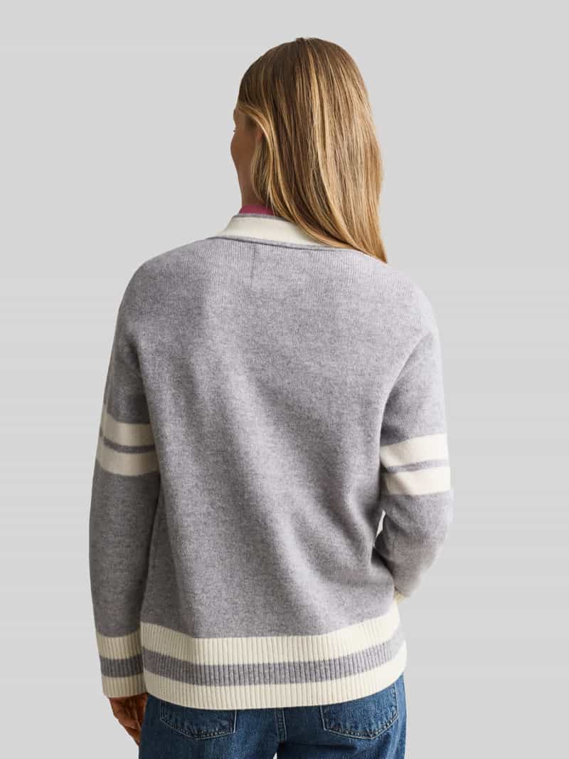 Gant Cardigan van wol met gestikt logo
