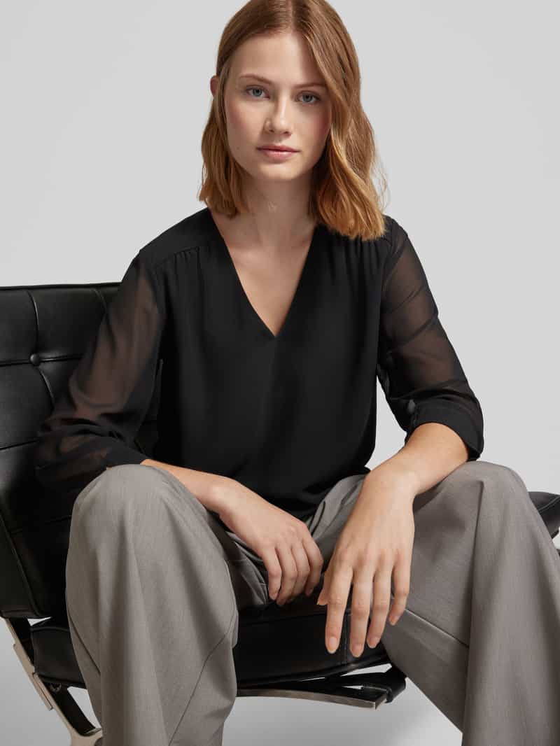 s.Oliver BLACK LABEL Regular fit blouse met lange mouwen en plooien
