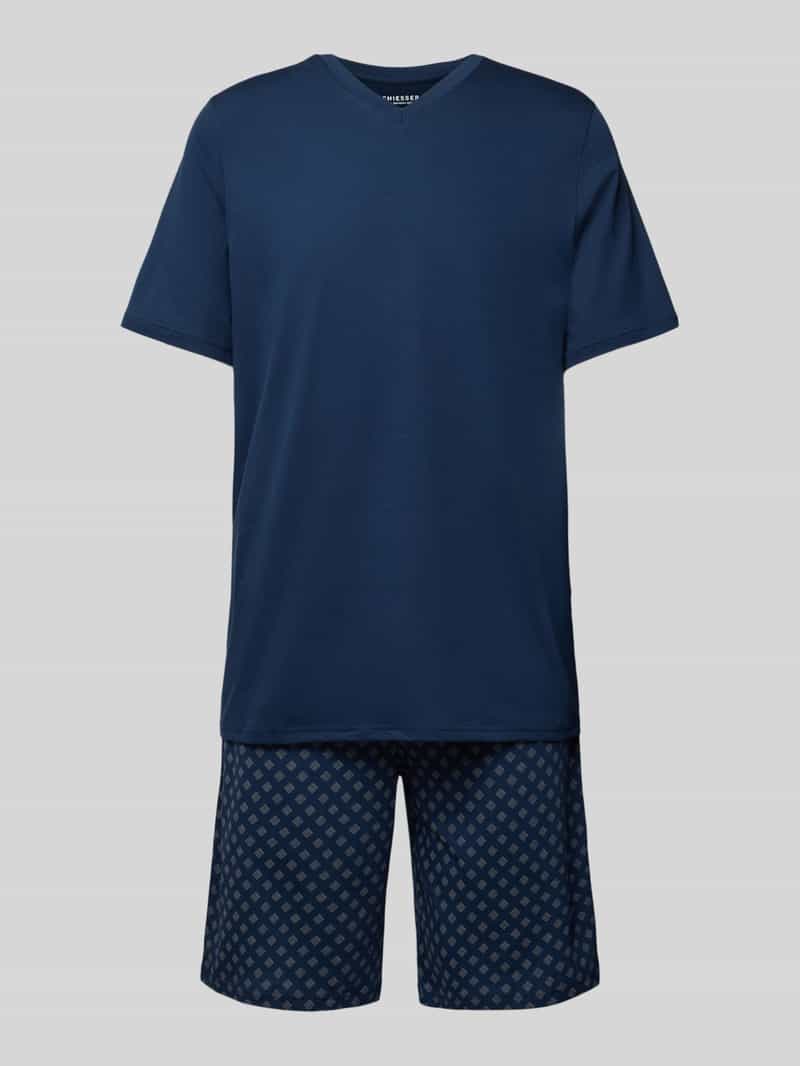 Schiesser Pyjama met geribde V-hals