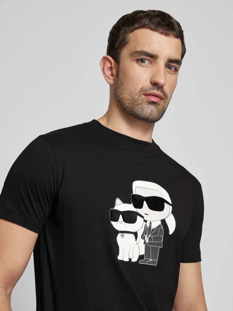 Karl Lagerfeld T-shirt met motief- en labelprint