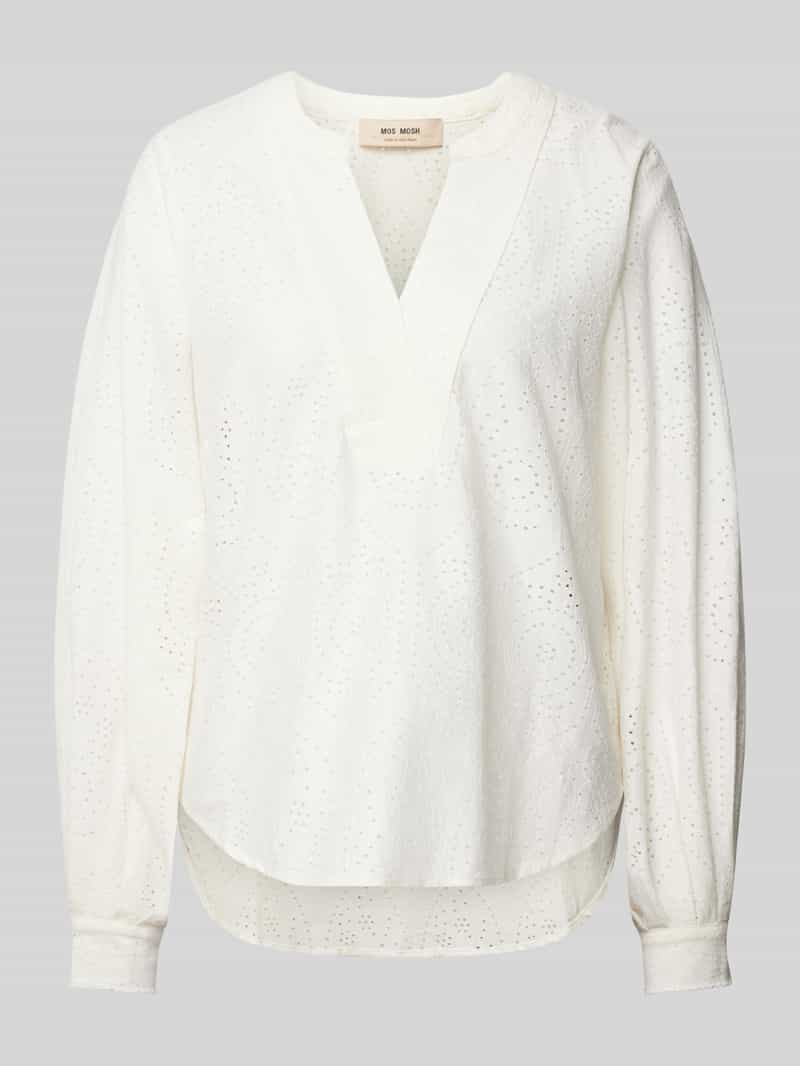 MOS MOSH Regular fit blouse met broderie anglaise model 'YEN SINA'