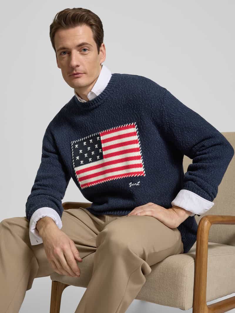 Gant Gebreide pullover met labelstitching