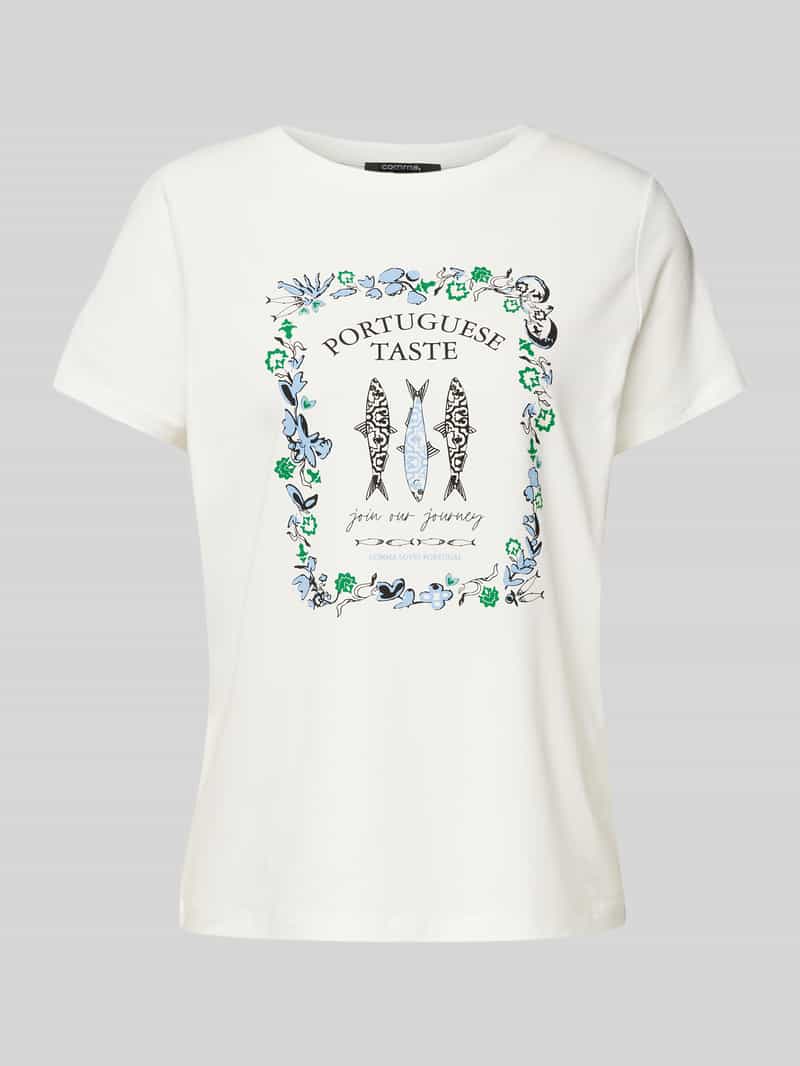 comma T-shirt met motief- en statementprint