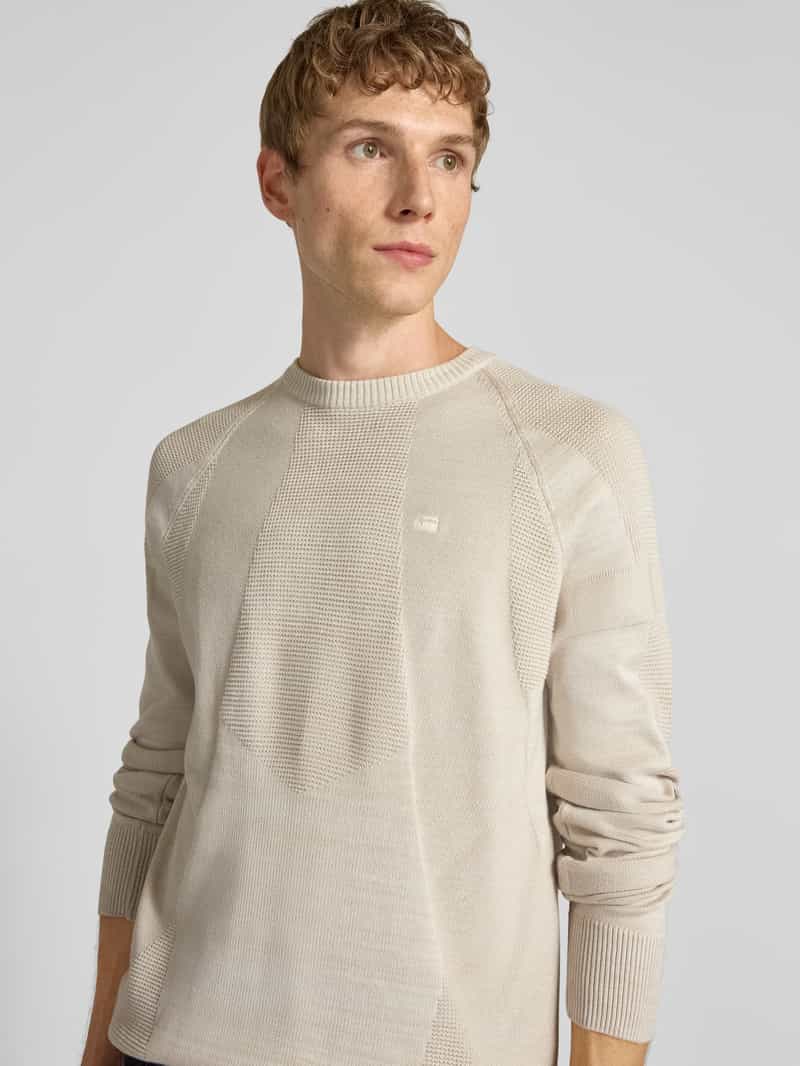 G-Star Raw Gebreide pullover met logostitching en ronde hals