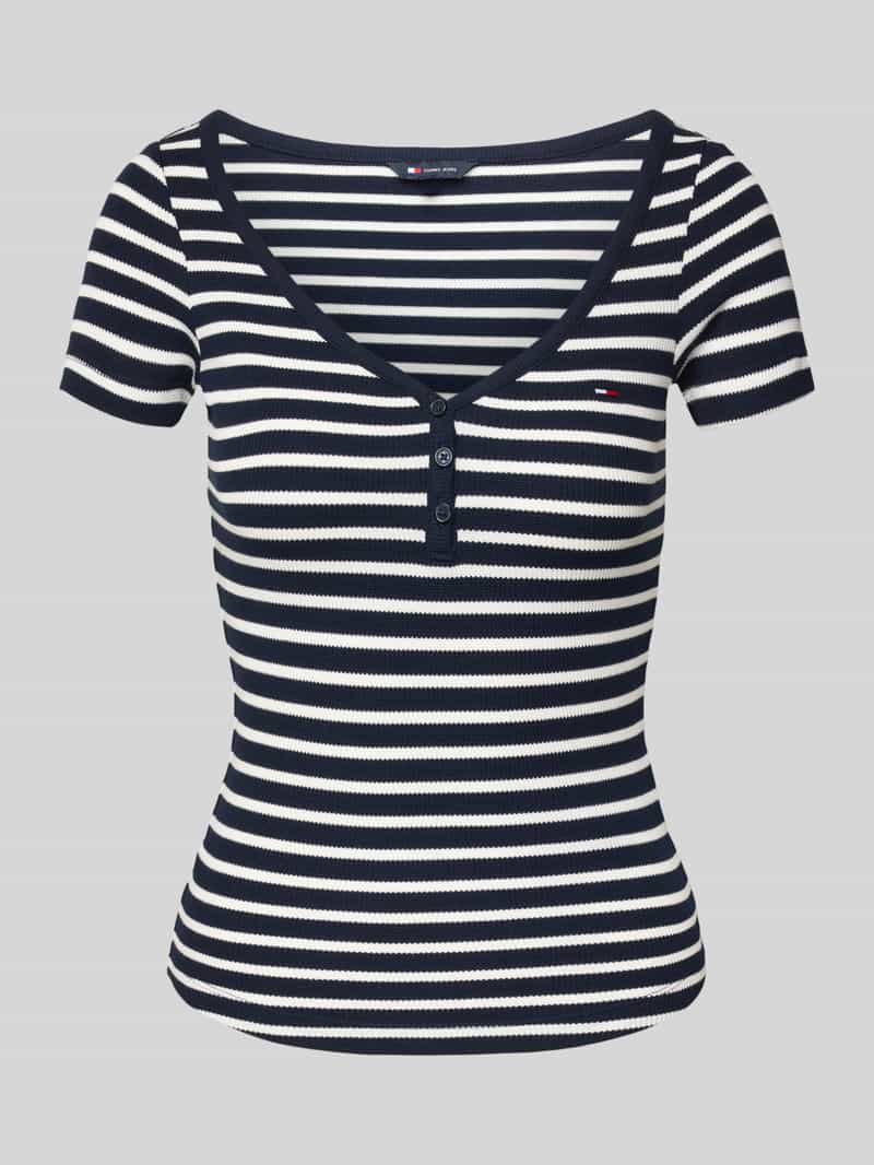 TOMMY JEANS Shirt met korte mouwen TJW SLIM HENLEY WAFFLE SS