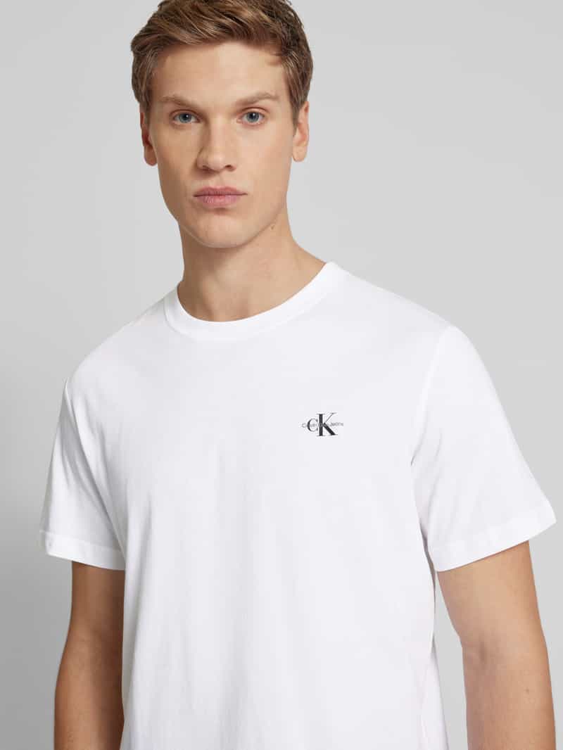 Calvin Klein Jeans T-shirt met labelprint in een set van 2 stuks