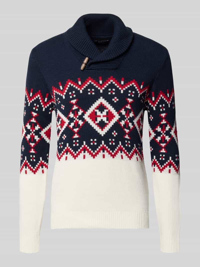 MCNEAL Slim fit gebreide pullover van katoenmix met schipperskraag