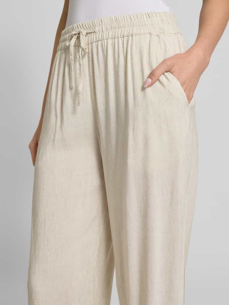 FREE QUENT Wide leg stoffen broek met broderie anglaise model 'Linus'