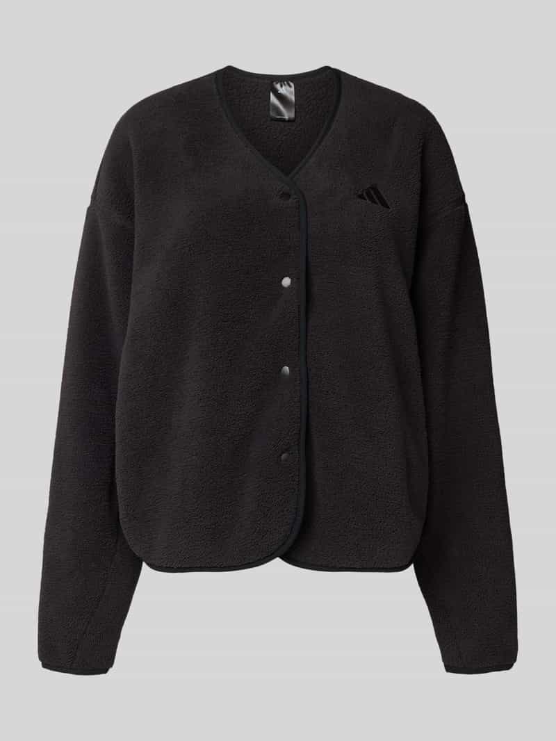 adidas Sportswear Fleecejack met labelstitching en ronde hals
