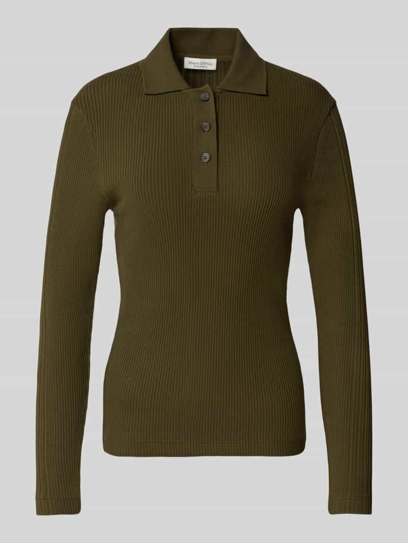 Marc O'Polo Slim fit shirt met lange mouwen van geribd katoen