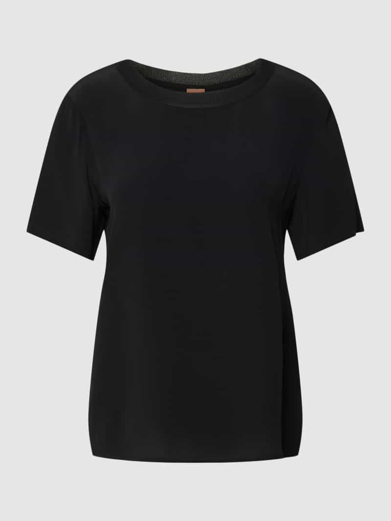 Boss T-shirt met geribde ronde hals model 'Ilyeana'