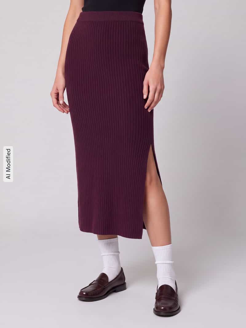 Pieces Uitlopende kokerrok met wol model 'AVA'