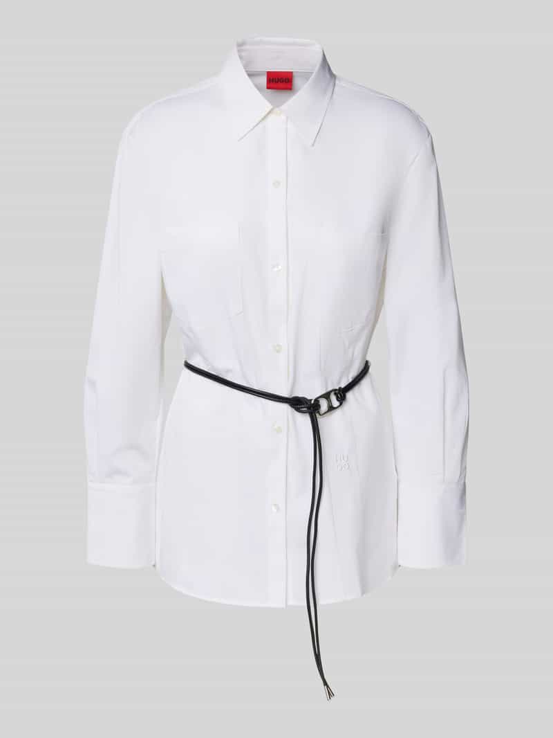 HUGO Overhemdblouse met tailleriem model 'Everlee'
