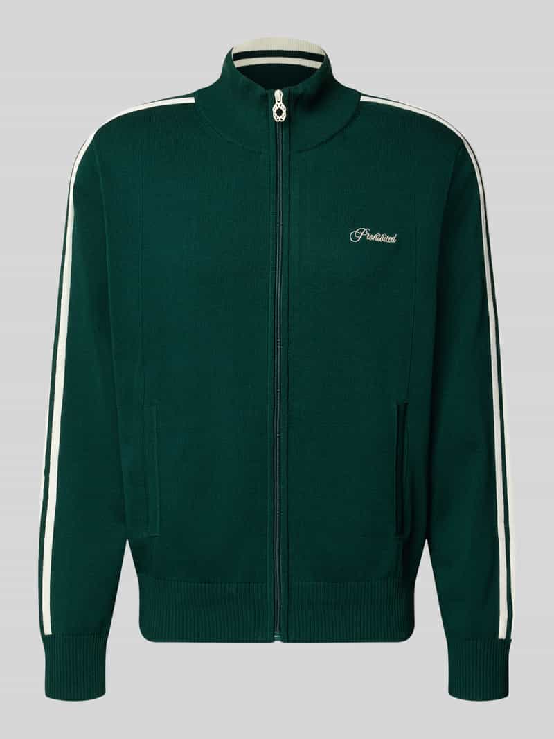 PROHIBITED Gebreid jack met labelstitching model 'VARSITY'