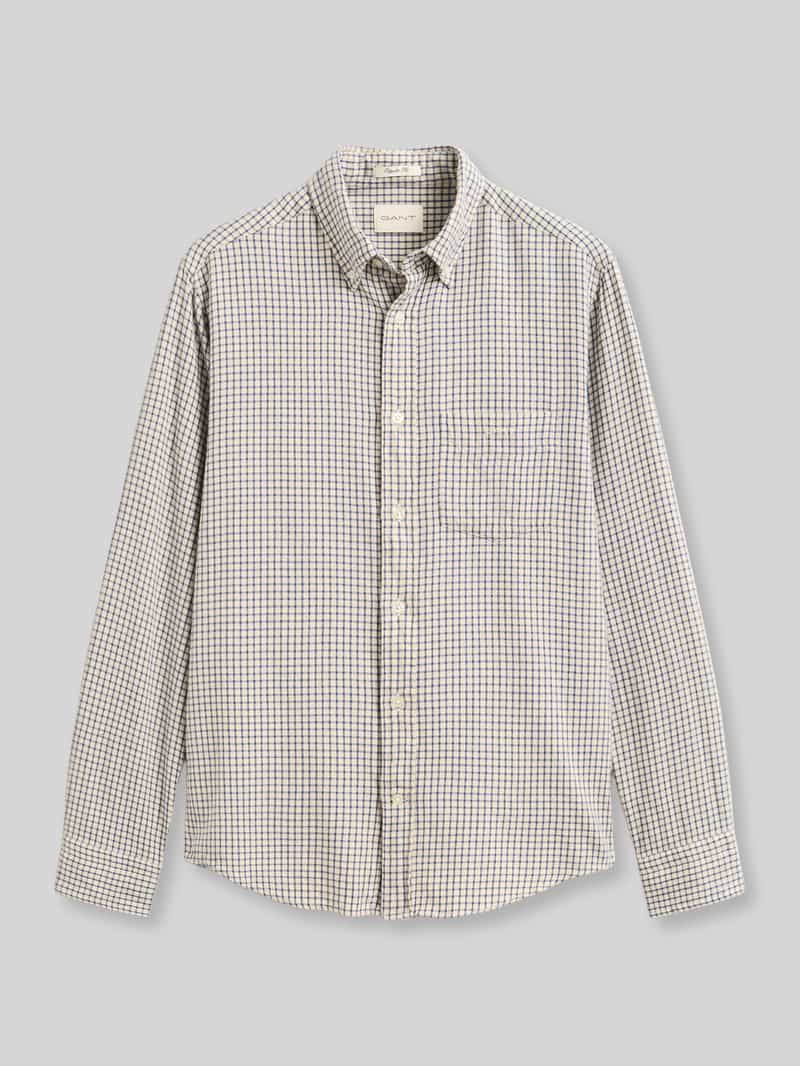 Gant Overhemd Flanel Ruit Blauw - Maat XL - Heren - Overhemden Casual