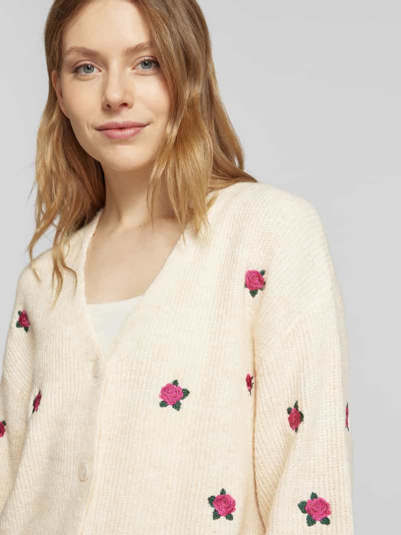 YAS Gebreid jack met knoopsluiting en wol model 'FLEUR'