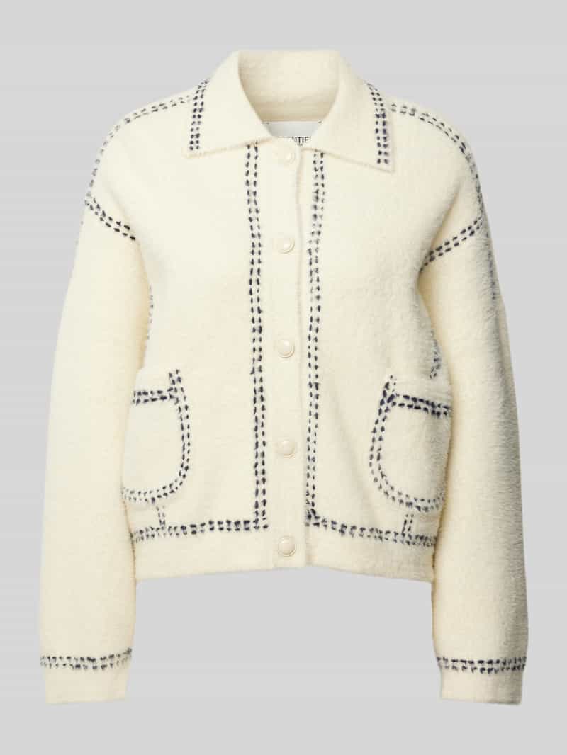 Essentiel Antwerp Gebreid jack met platte kraag model 'Hoops'