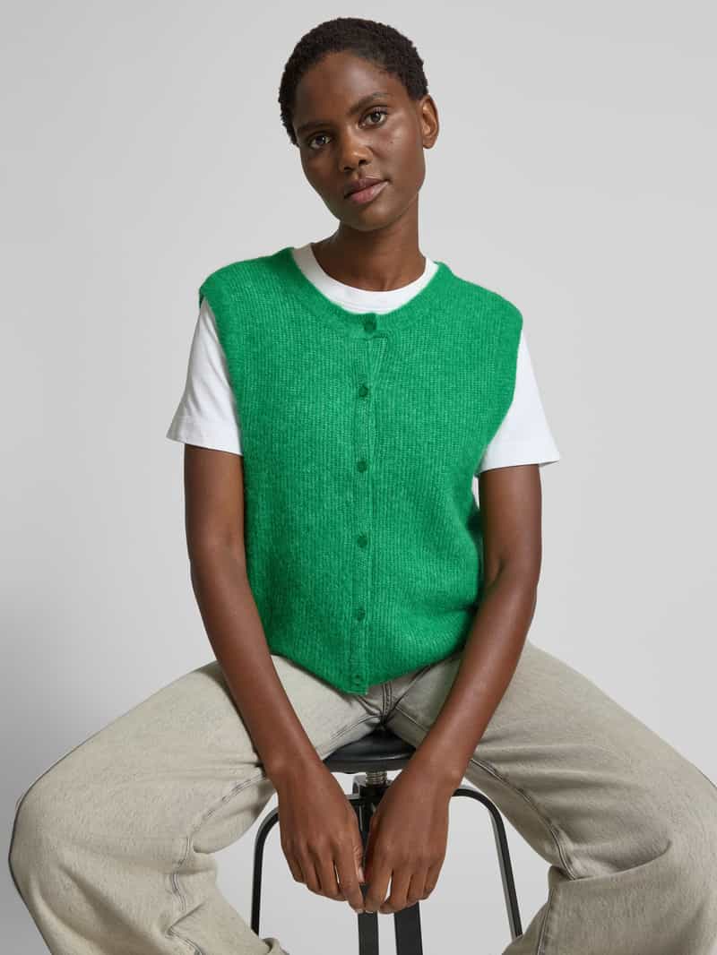 MOS MOSH Mouwloos vest van wolmix met ronde hals