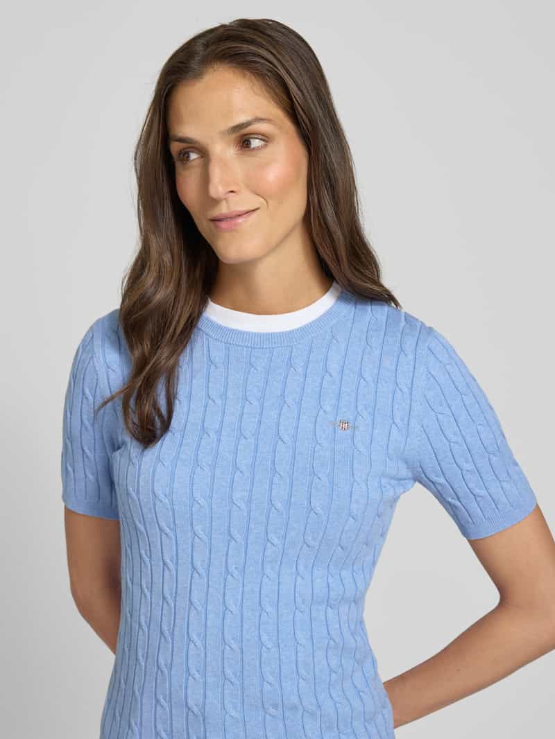 Gant Gebreid shirt met ronde hals en logostitching