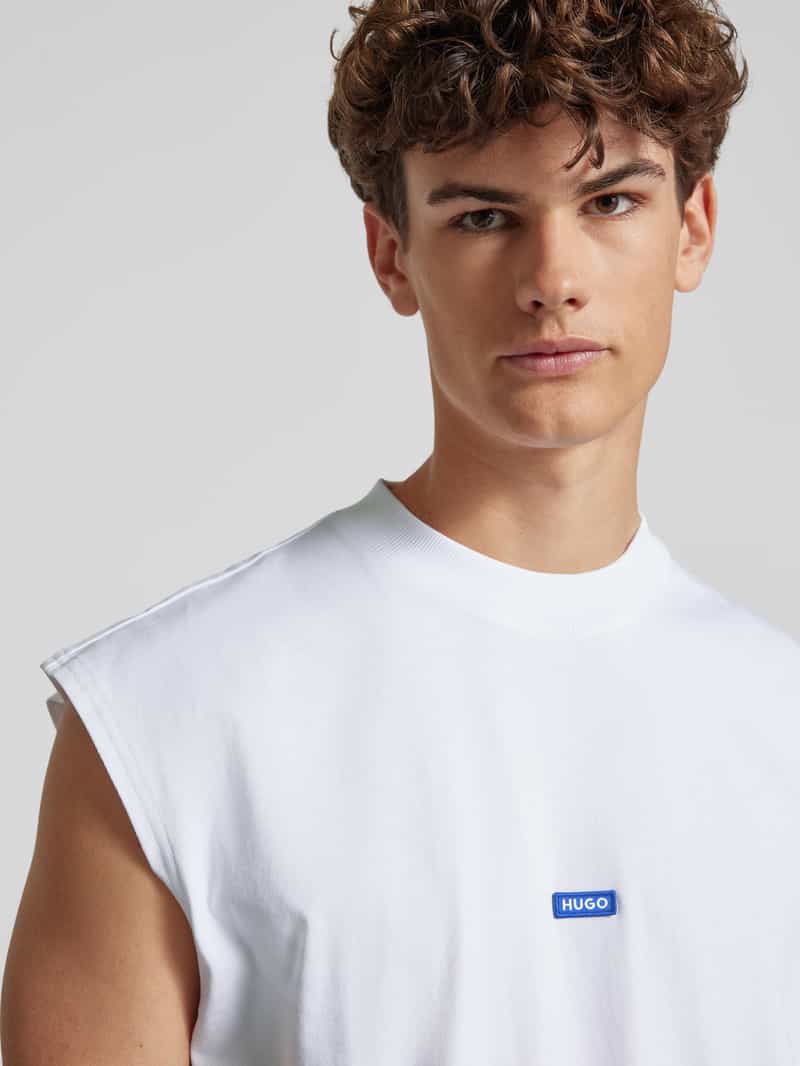 Hugo Blue Tanktop met labeldetail model 'Navertz'
