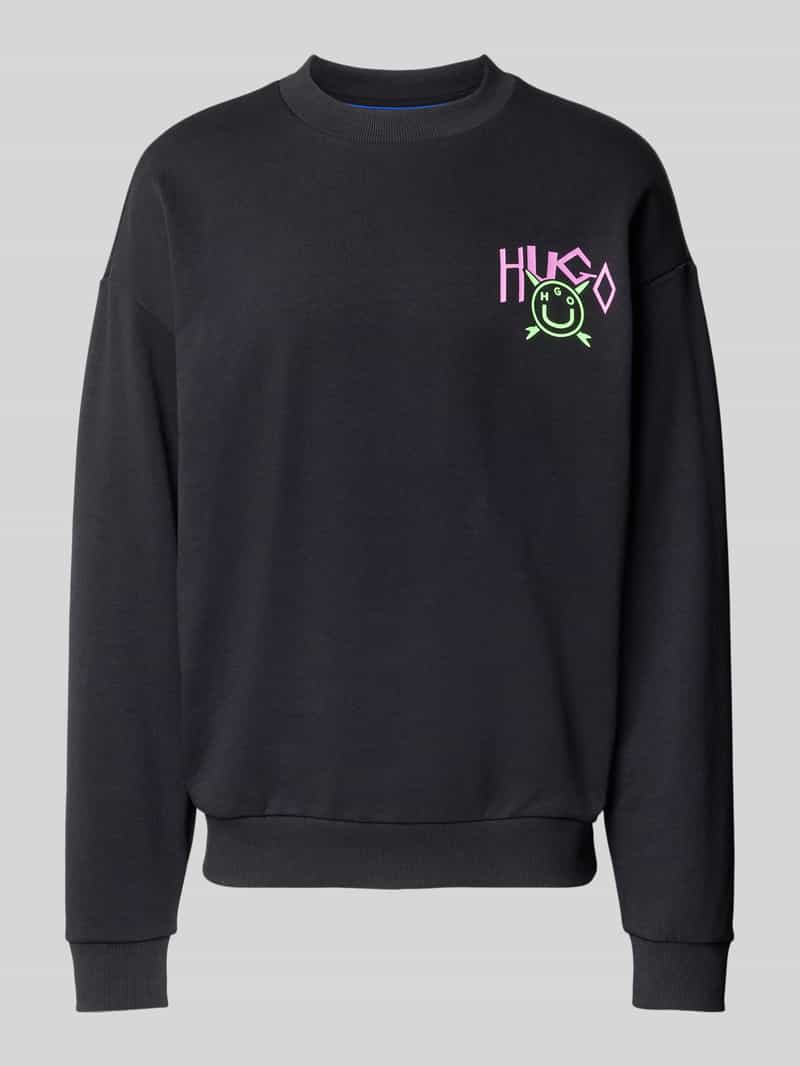 Hugo Blue Sweatshirt met labelprint model 'Nigotil''
