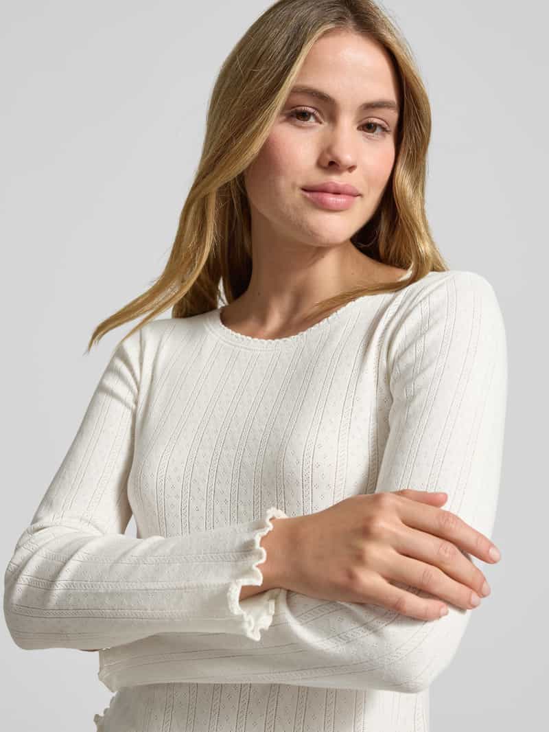 Jake*s Casual Pyjamabovendeel met ajourpatroon