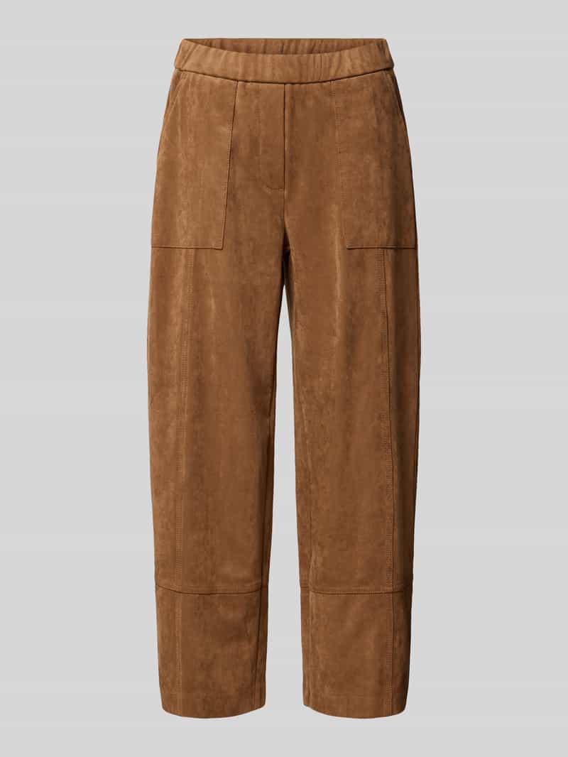 OPUS PANTS barrel fit kunstleer broek met elastische band model 'Metta Cargo'