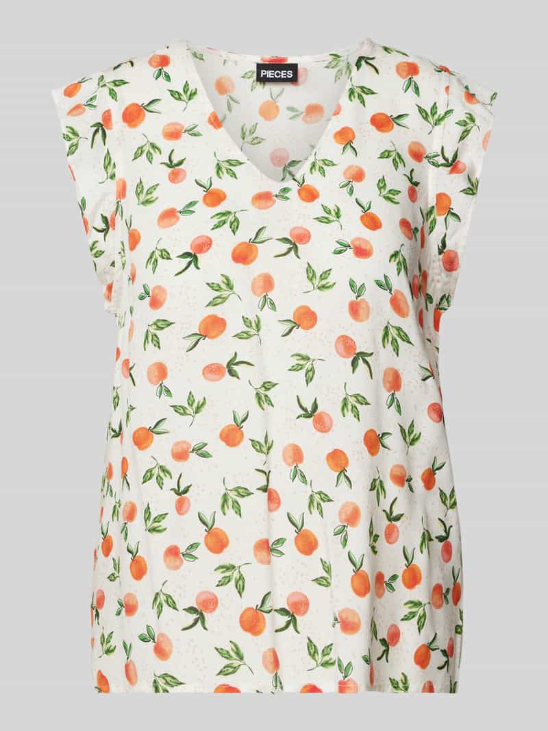 Pieces Blouse van viscose met V-hals model 'NYA'