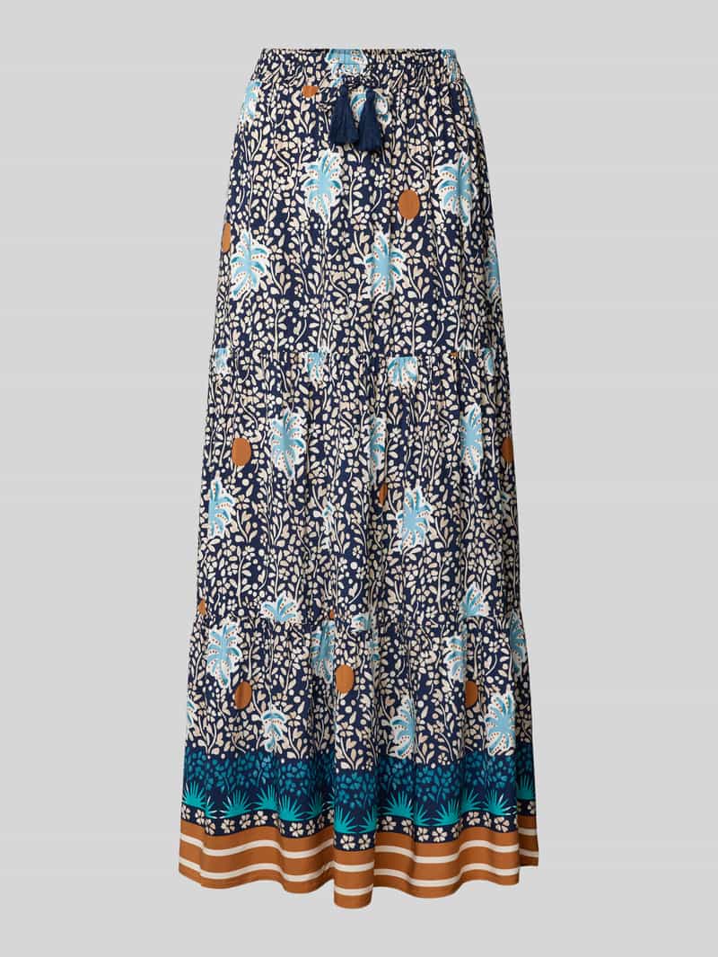 MORE & MORE Maxirok van viscose in laagjeslook