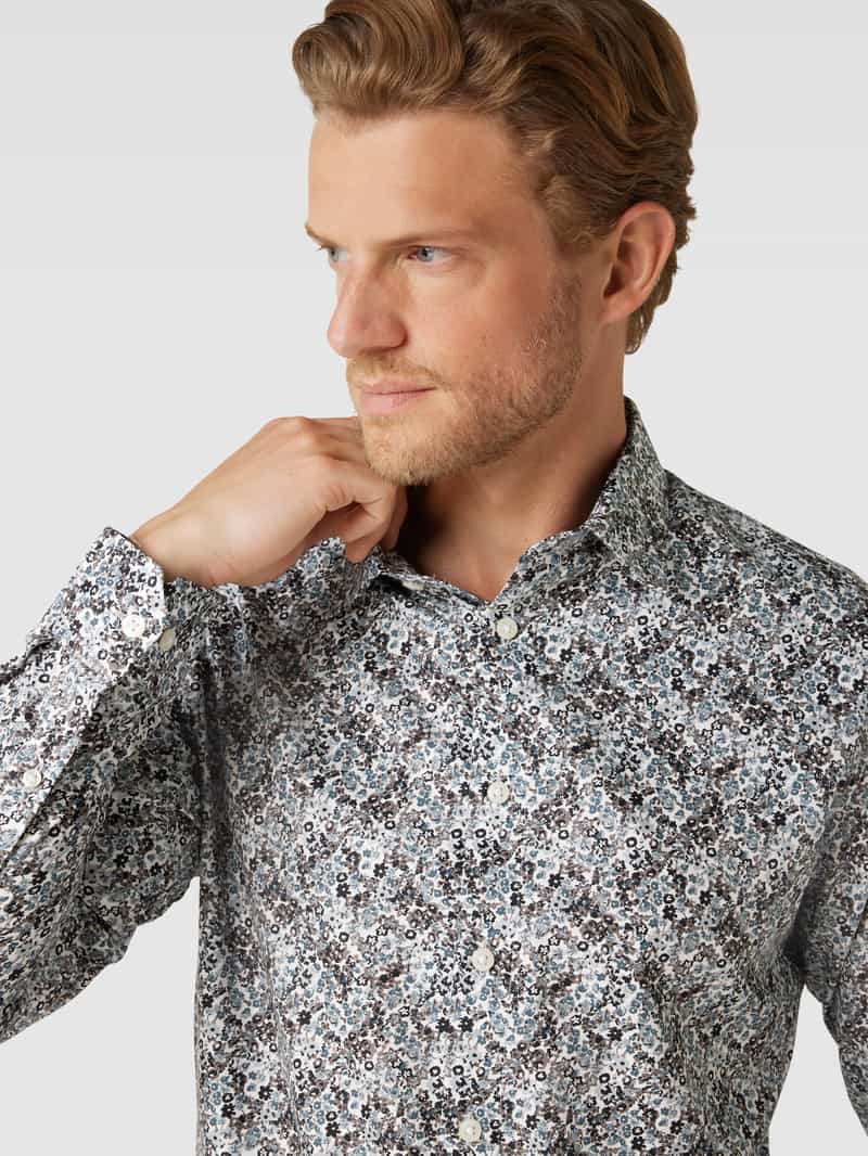 Selected Homme Slim fit vrijetijdsoverhemd met all-over motief model 'ETHAN'