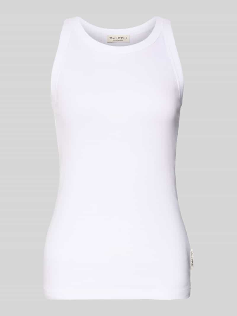 Shaped fit tanktop van geribde jersey met ronde hals