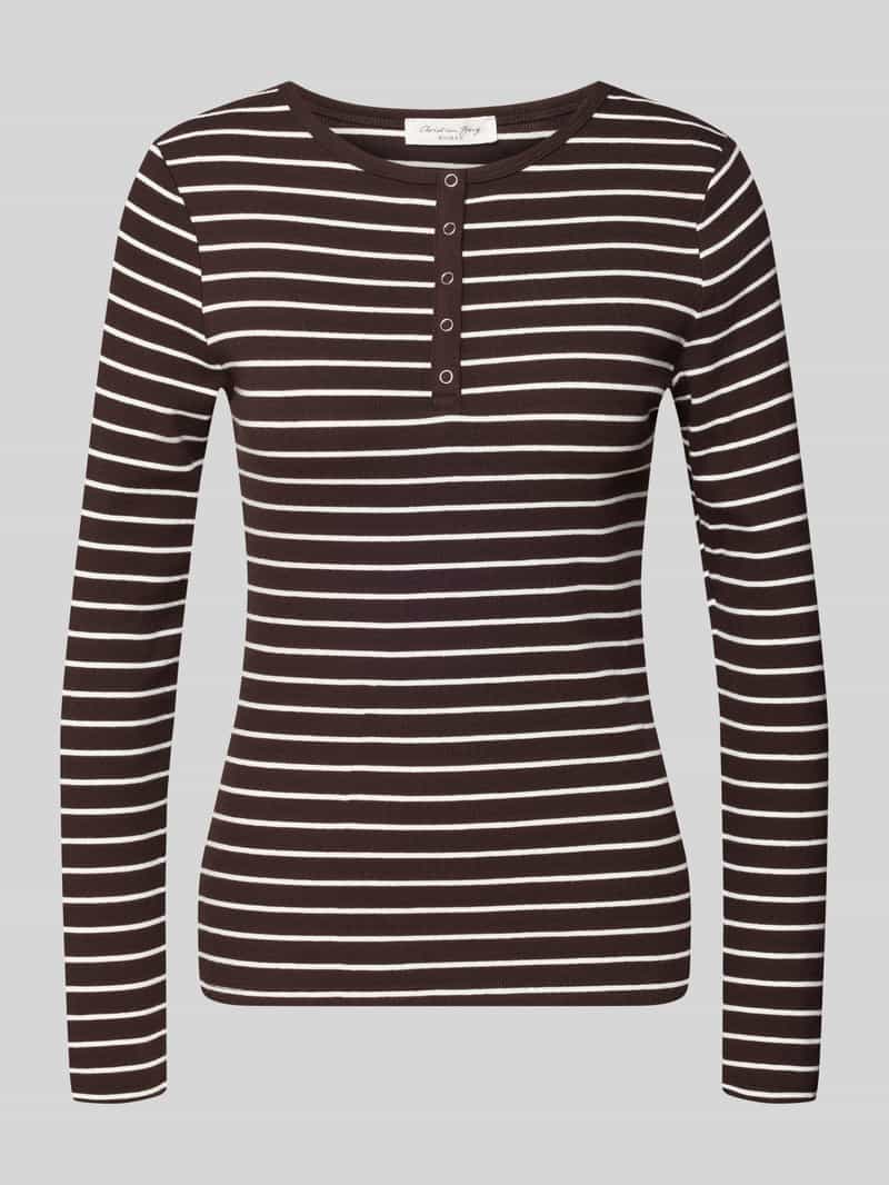 Christian Berg Woman Slim fit shirt met lange mouwen van katoenmix met korte knoopsluiting