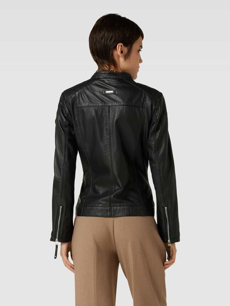 Leren jack met doorgestikte naden Cabrini