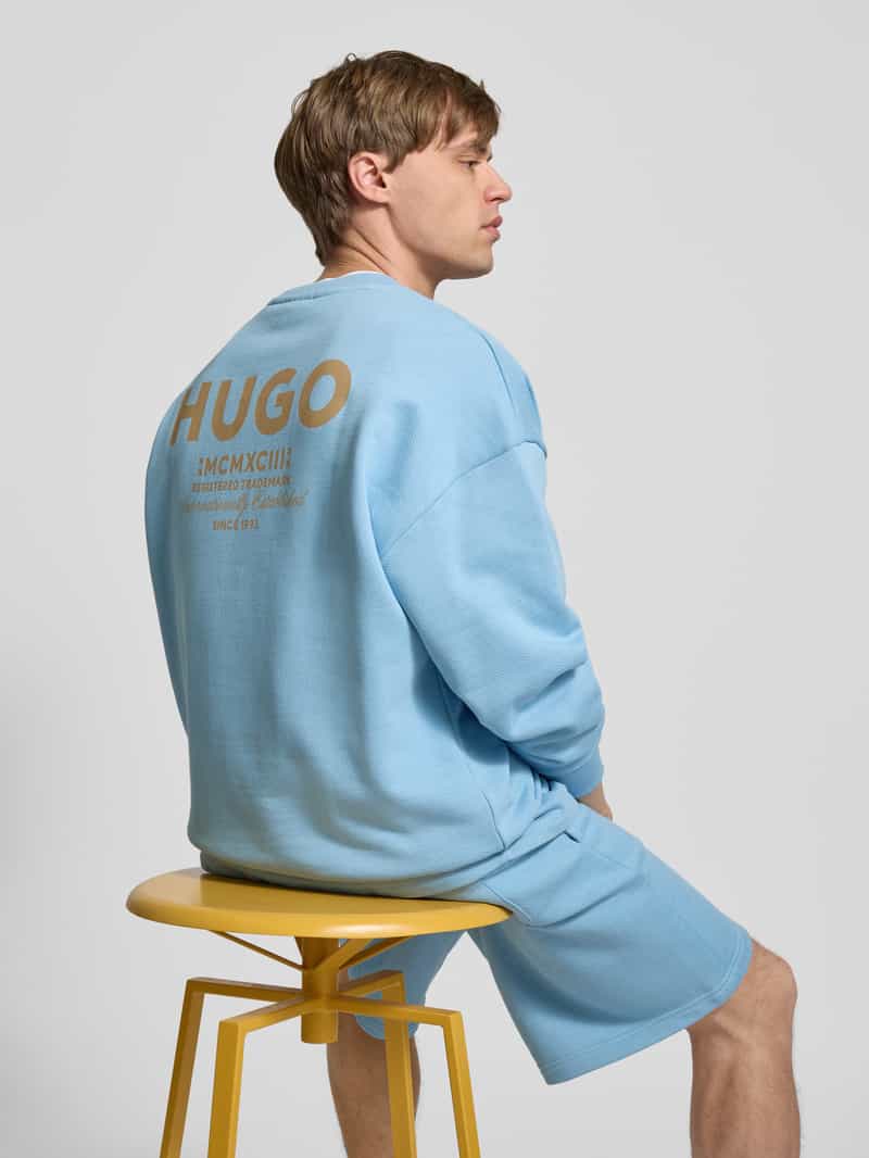 Hugo Blue Oversized sweatshirt met labelprint model 'Naviu'