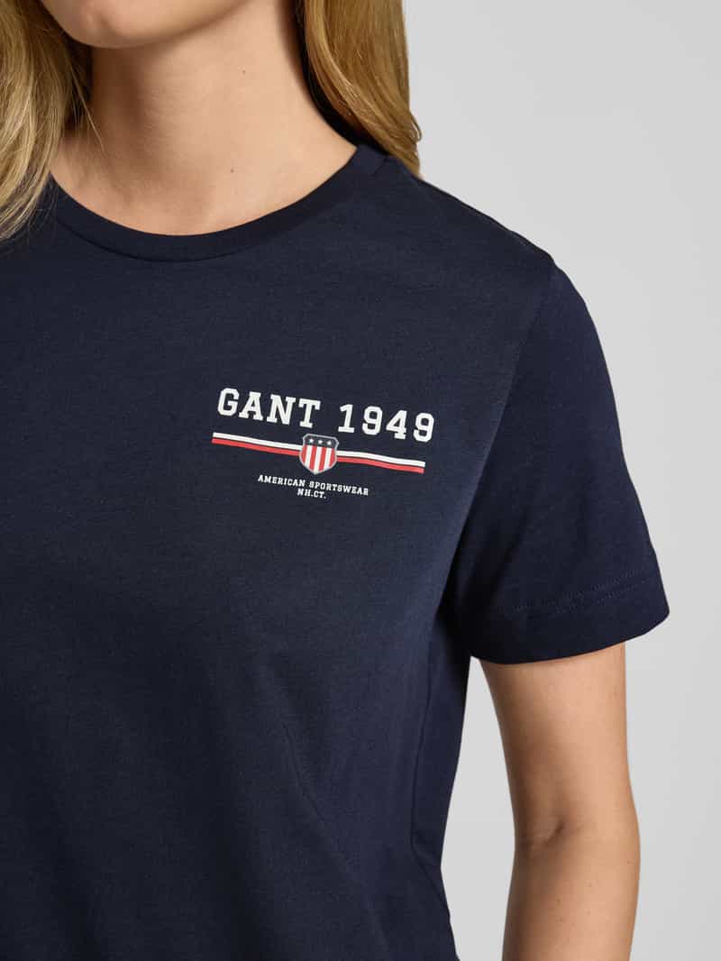 Gant Regular fit T-shirt van puur katoen met logoprint