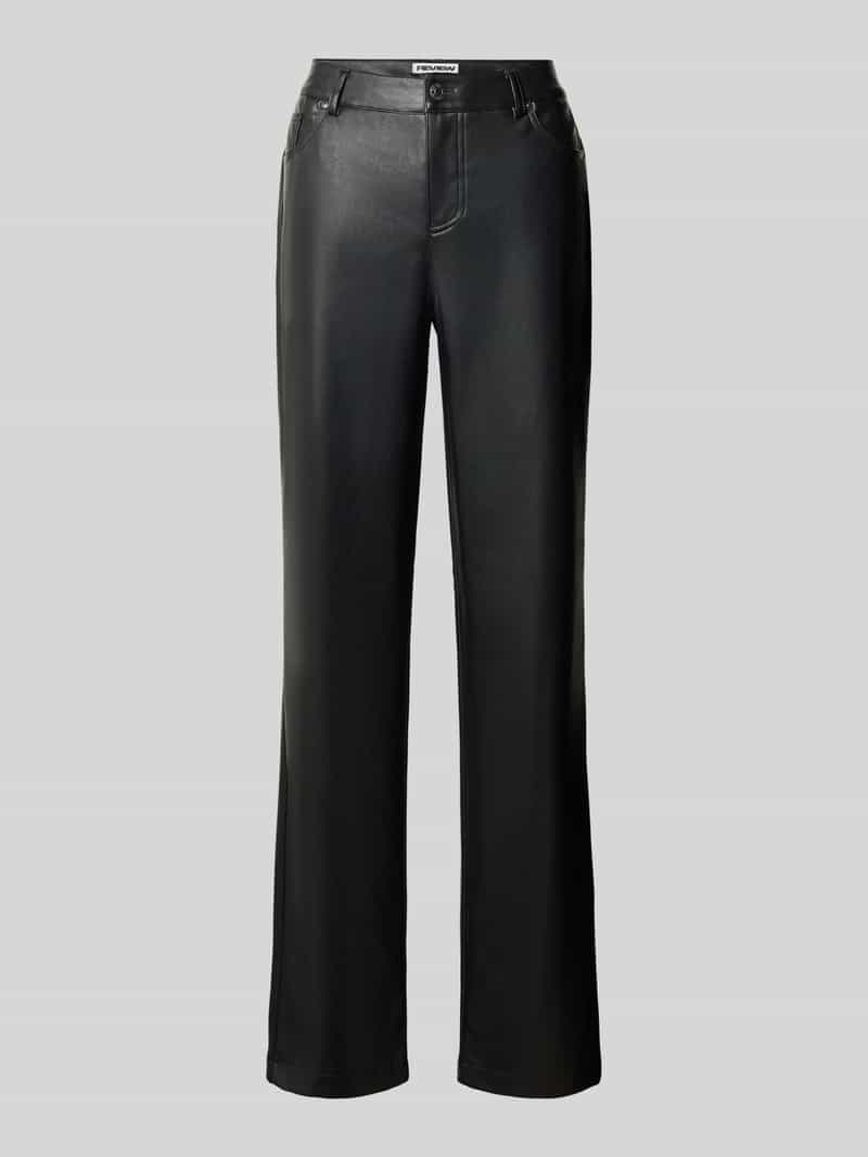 REVIEW Straight fit broek in leerlook