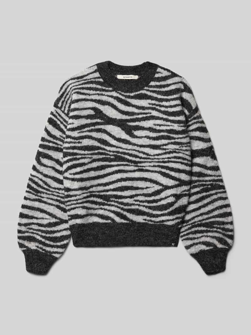 Garcia Gebreide pullover met ronde hals en labeldetail