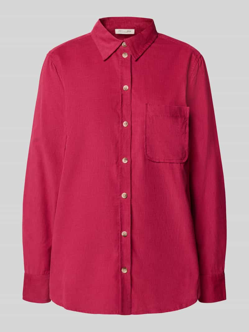 Christian Berg Woman Relaxed fit overhemdblouse in ribcordlook met borstzak