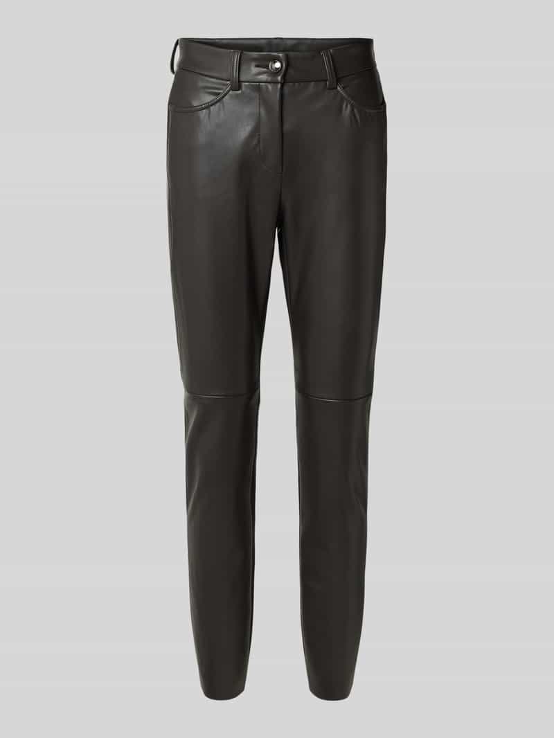 MAC Slim fit stoffen broek in leerlook 'Vegan'