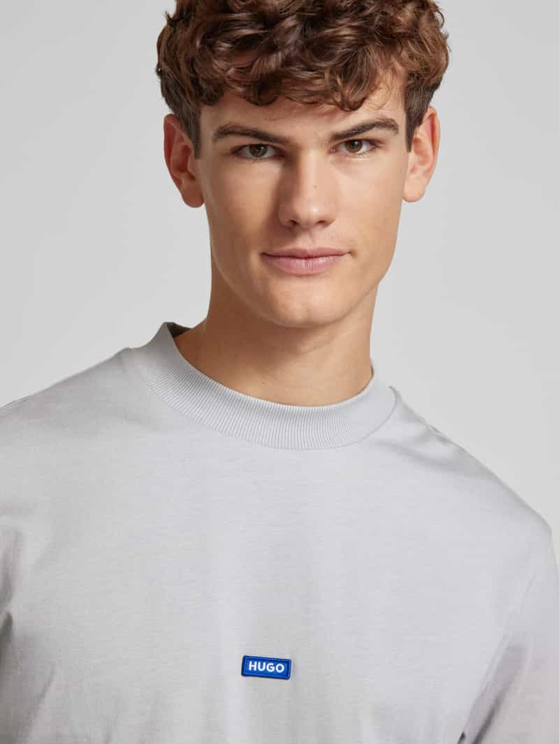 Hugo Blue T-shirt met labelpatch model 'Nieros'