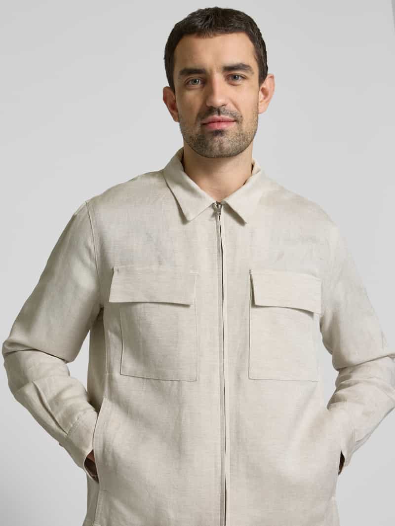 Antony Morato Regular fit linnen overhemdjack met ritssluiting