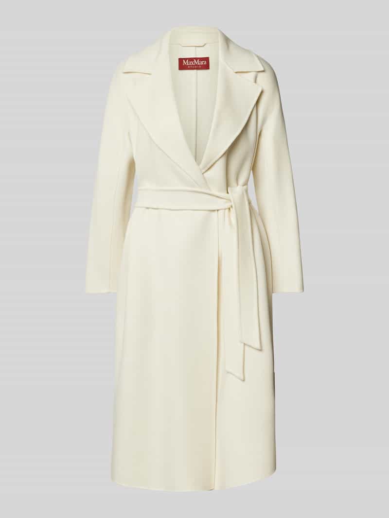 Max Mara Studio Lange wollen jas met opstaande kraag en kasjmier model 'CLES'