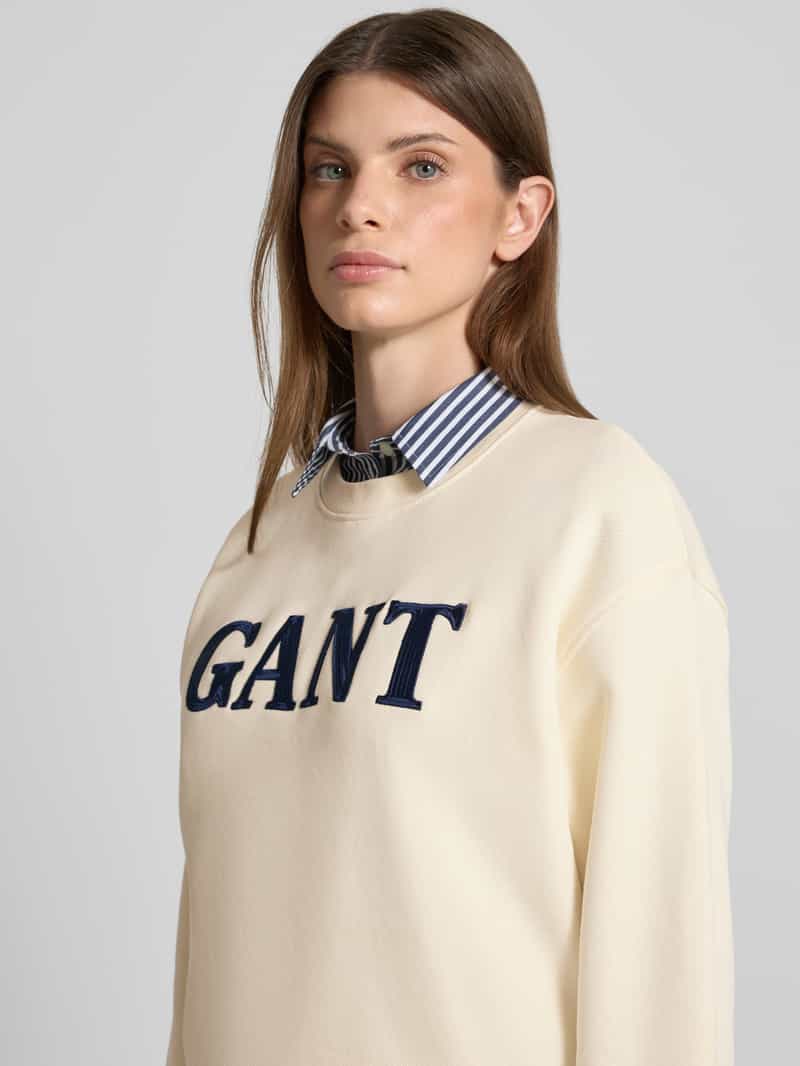 Gant Sweatshirt met ronde hals en labelstitching