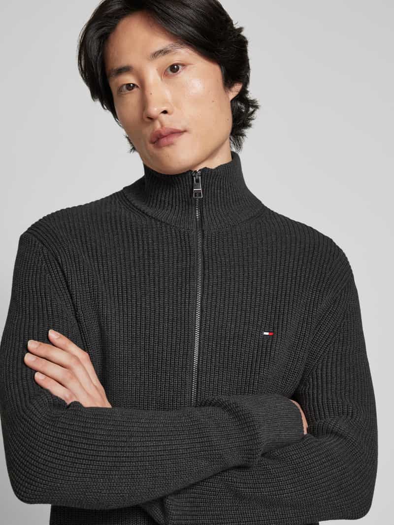 Tommy Hilfiger Gebreid jack met geribde opstaande kraag