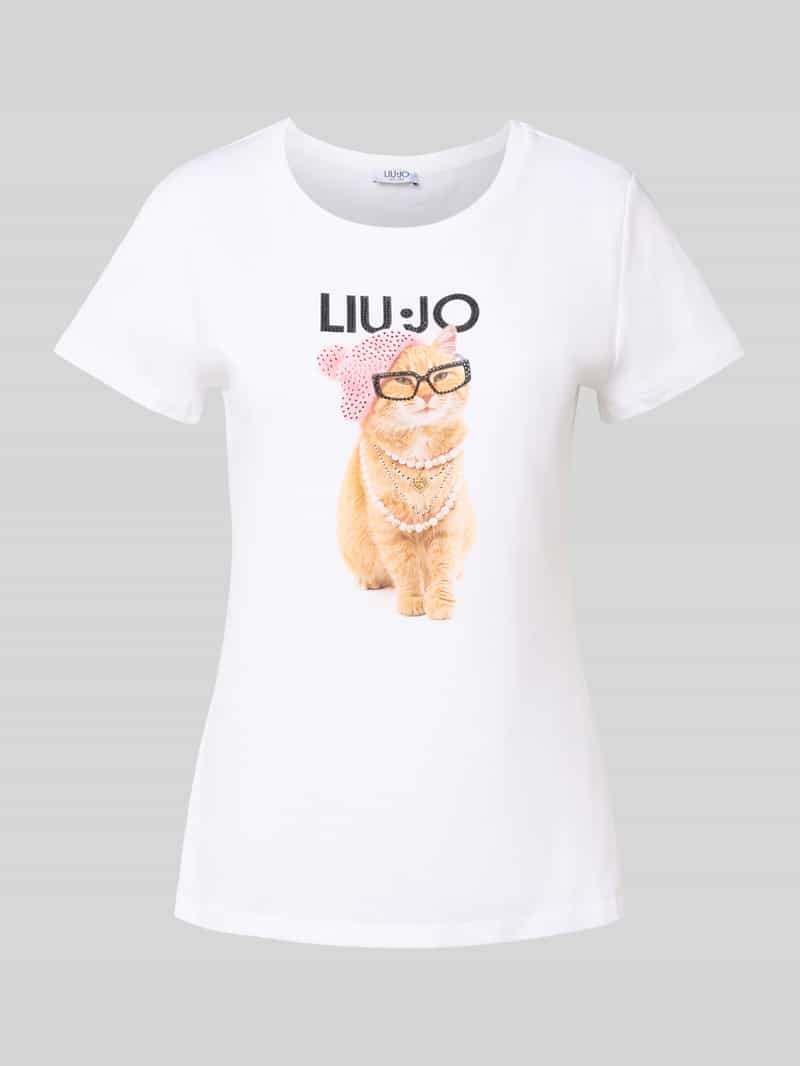 Liu Jo White T-shirt met labeldetail
